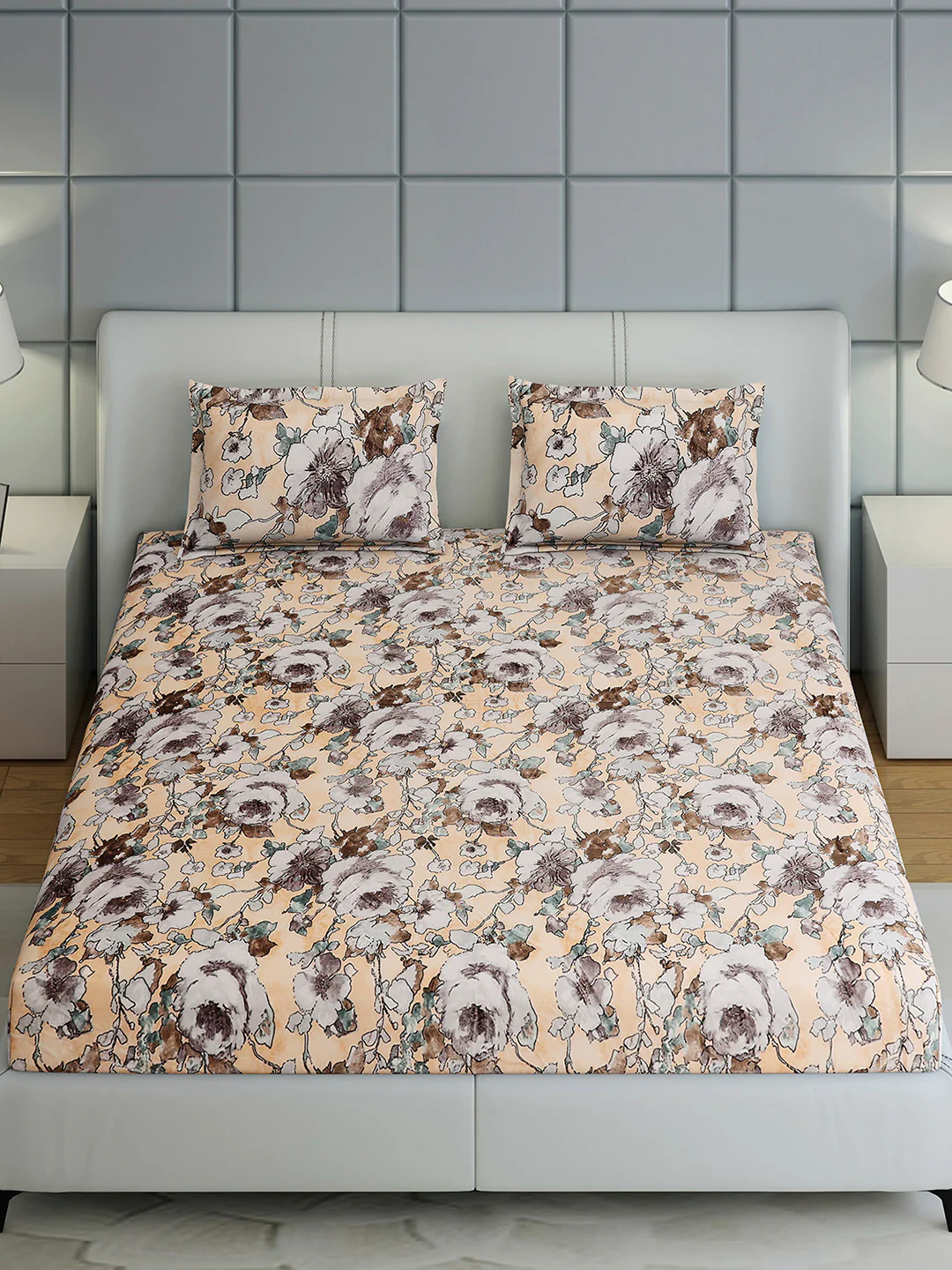 349 GSM Polyester King Bed 1 Bedsheet with 2 Pillow Cover (Carnival) - Image 3