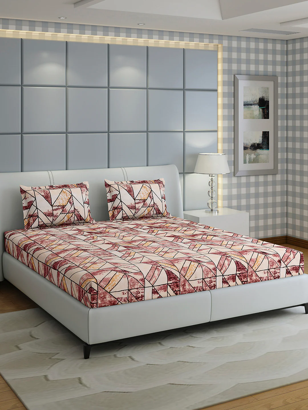 349 GSM Polyester King Bed 1 Bedsheet with 2 Pillow Cover (Carnival) - Image 4