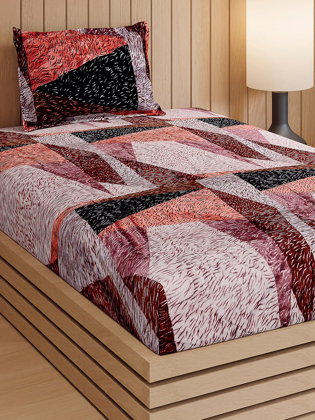 353 GSM Polyester Single Bed 1 Bedsheet with 1 Pillow Cover (Ira)