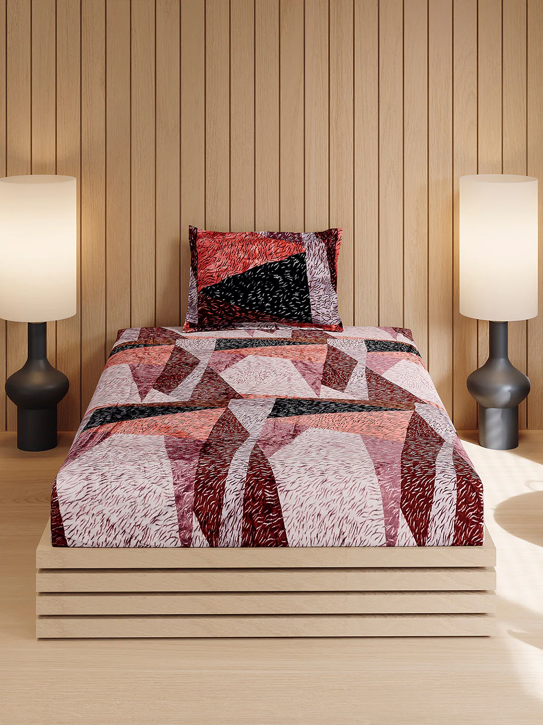 353 GSM Polyester Single Bed 1 Bedsheet with 1 Pillow Cover (Ira) - Image 2