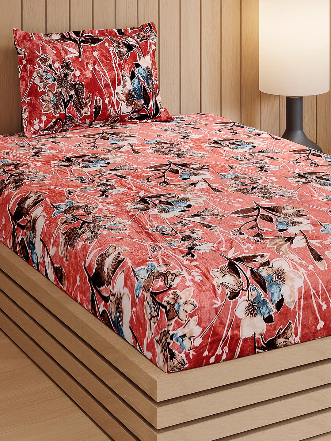 353 GSM Polyester Single Bed 1 Bedsheet with 1 Pillow Cover (Ira)