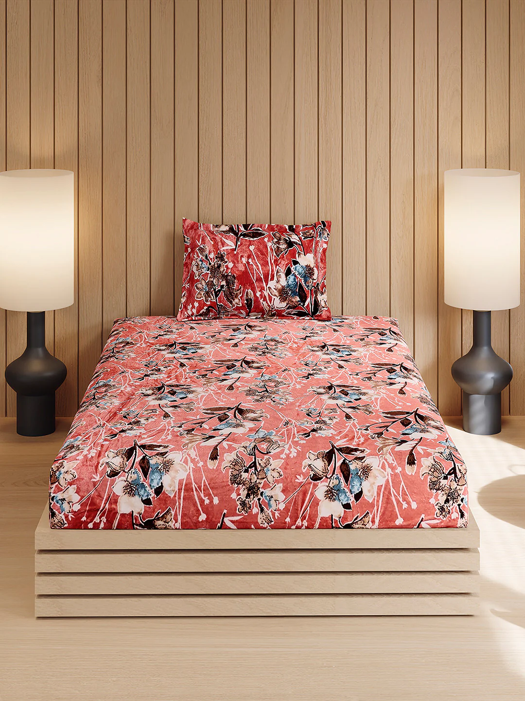 353 GSM Polyester Single Bed 1 Bedsheet with 1 Pillow Cover (Ira) - Image 2
