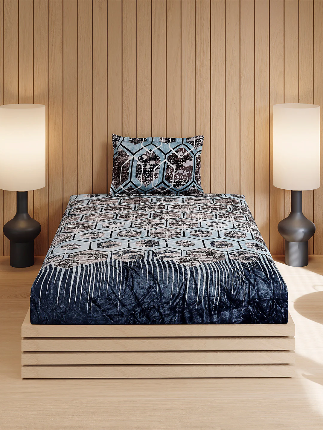 353 GSM Polyester Single Bed 1 Bedsheet with 1 Pillow Cover (Ira) - Image 2
