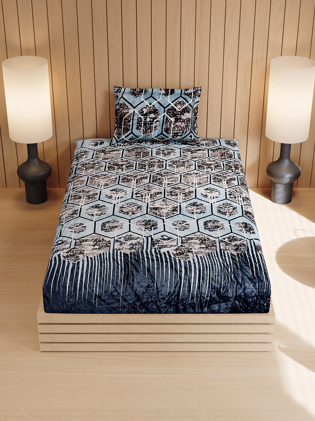 353 GSM Polyester Single Bed 1 Bedsheet with 1 Pillow Cover (Ira) - Image 3