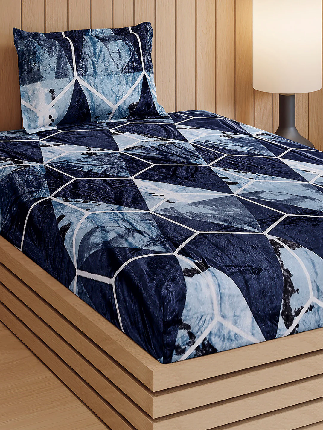 353 GSM Polyester Single Bed 1 Bedsheet with 1 Pillow Cover (Ira)