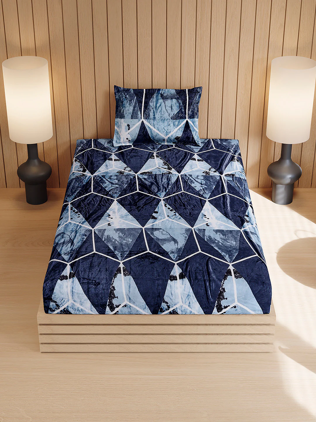 353 GSM Polyester Single Bed 1 Bedsheet with 1 Pillow Cover (Ira) - Image 3