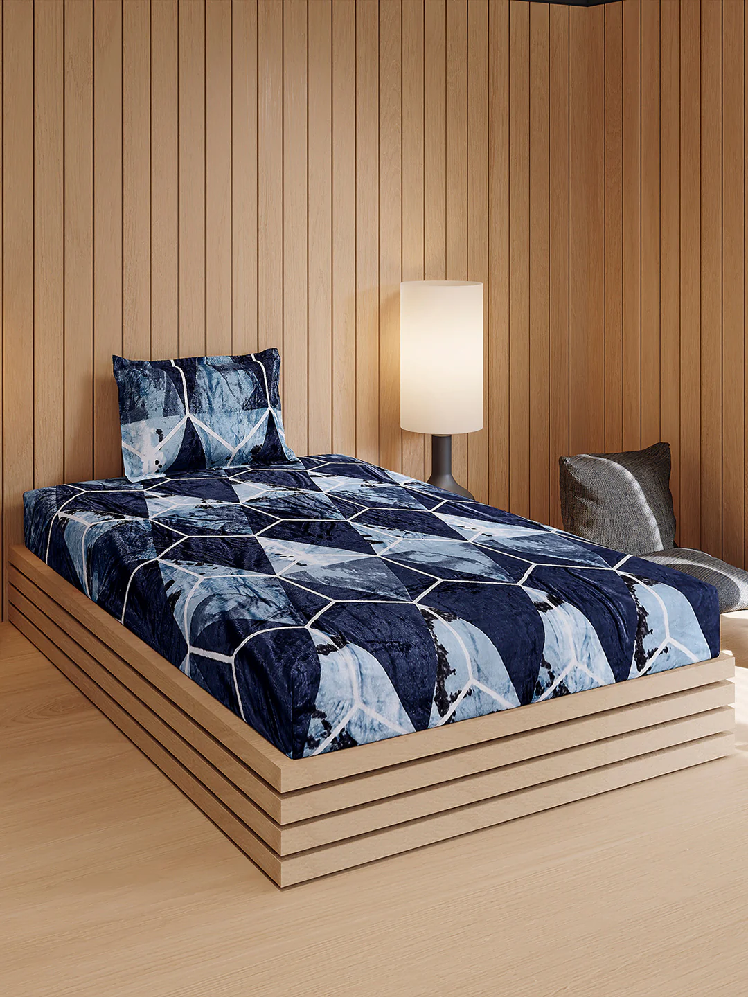 353 GSM Polyester Single Bed 1 Bedsheet with 1 Pillow Cover (Ira) - Image 4
