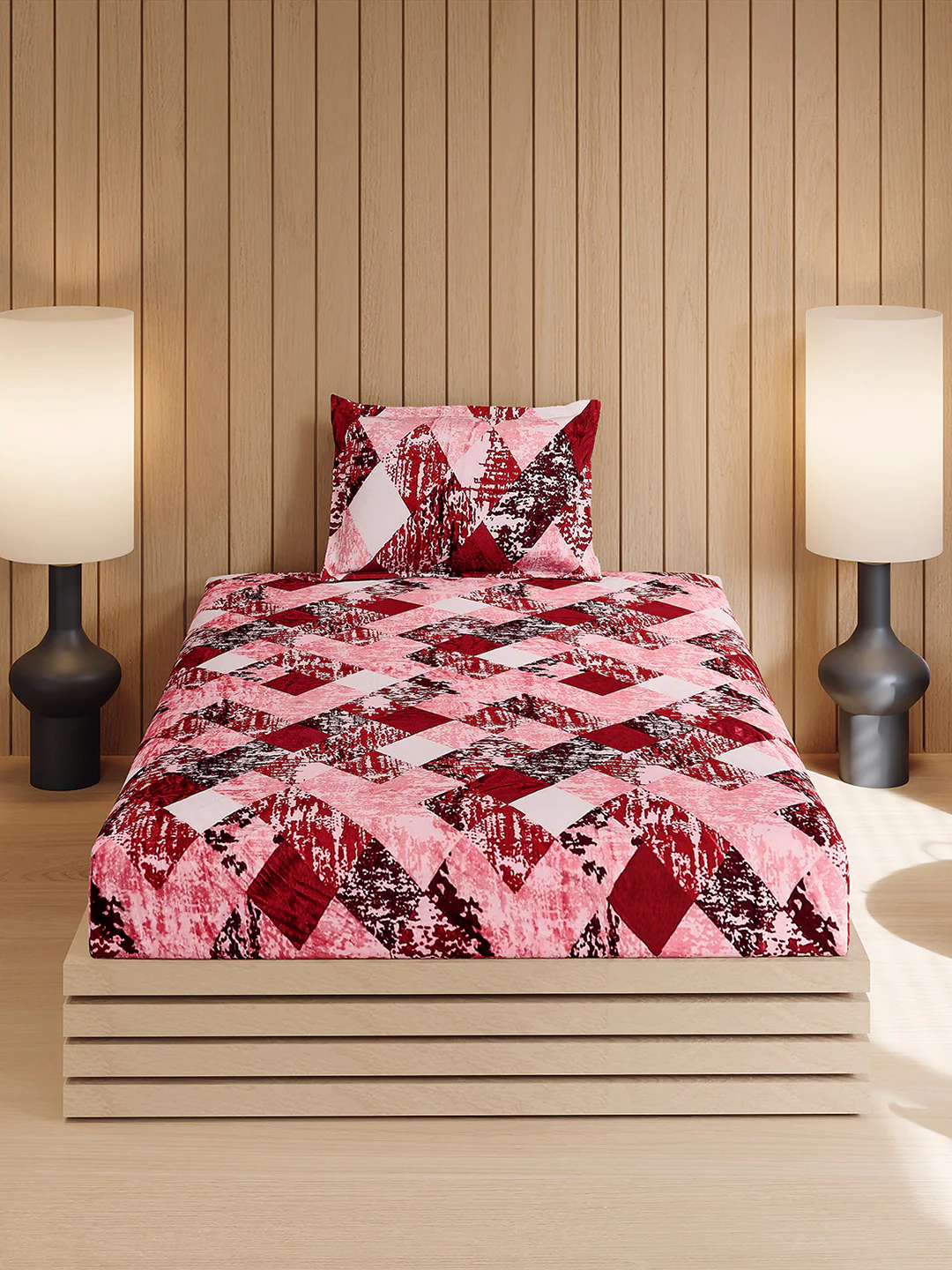 353 GSM Polyester Single Bed 1 Bedsheet with 1 Pillow Cover (Ira) - Image 2