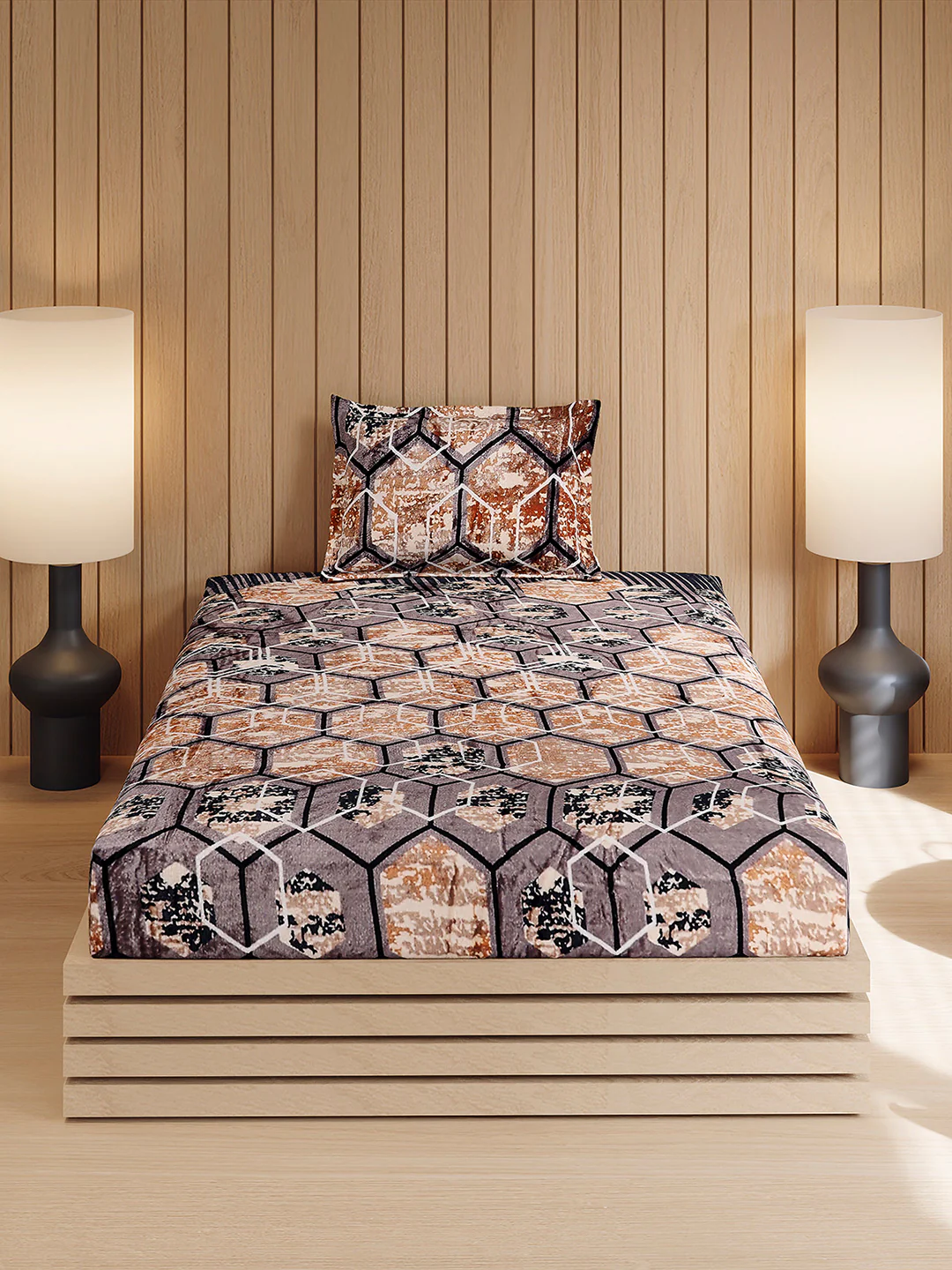 353 GSM Polyester Single Bed 1 Bedsheet with 1 Pillow Cover (Ira) - Image 2