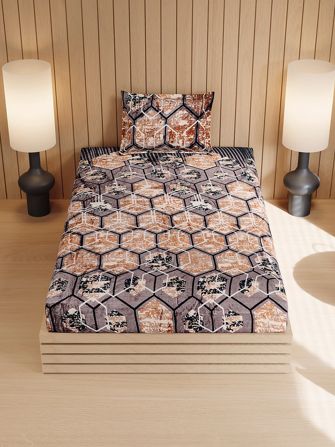 353 GSM Polyester Single Bed 1 Bedsheet with 1 Pillow Cover (Ira) - Image 3