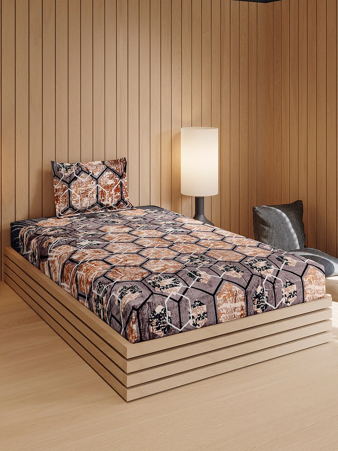 353 GSM Polyester Single Bed 1 Bedsheet with 1 Pillow Cover (Ira) - Image 4