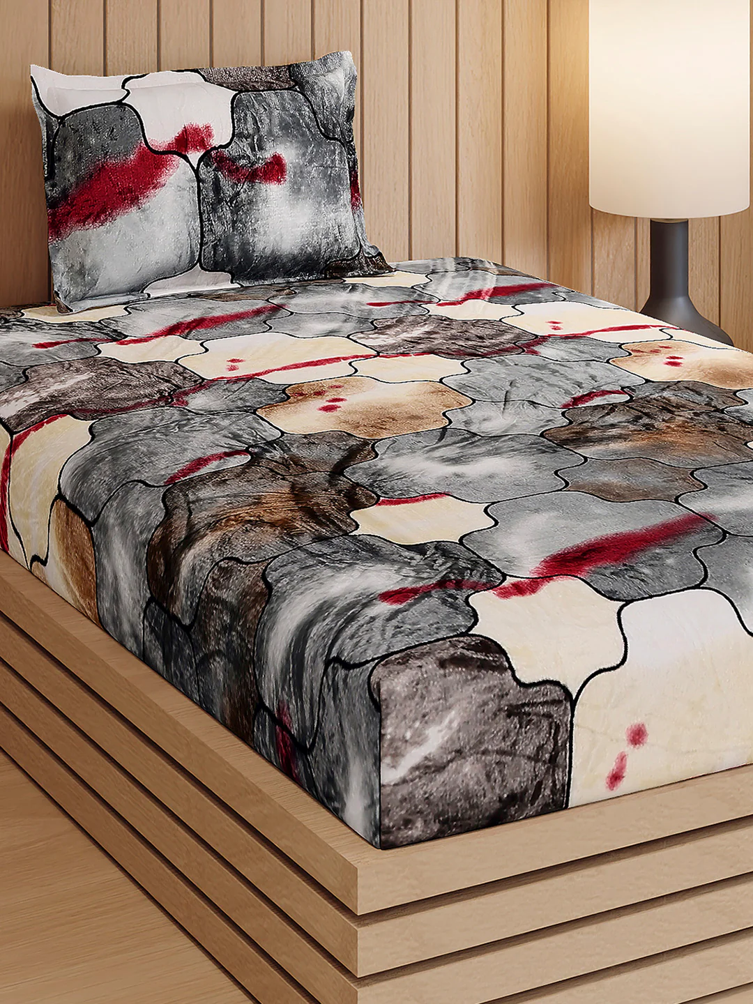353 GSM Polyester Single Bed 1 Bedsheet with 1 Pillow Cover (Ira)