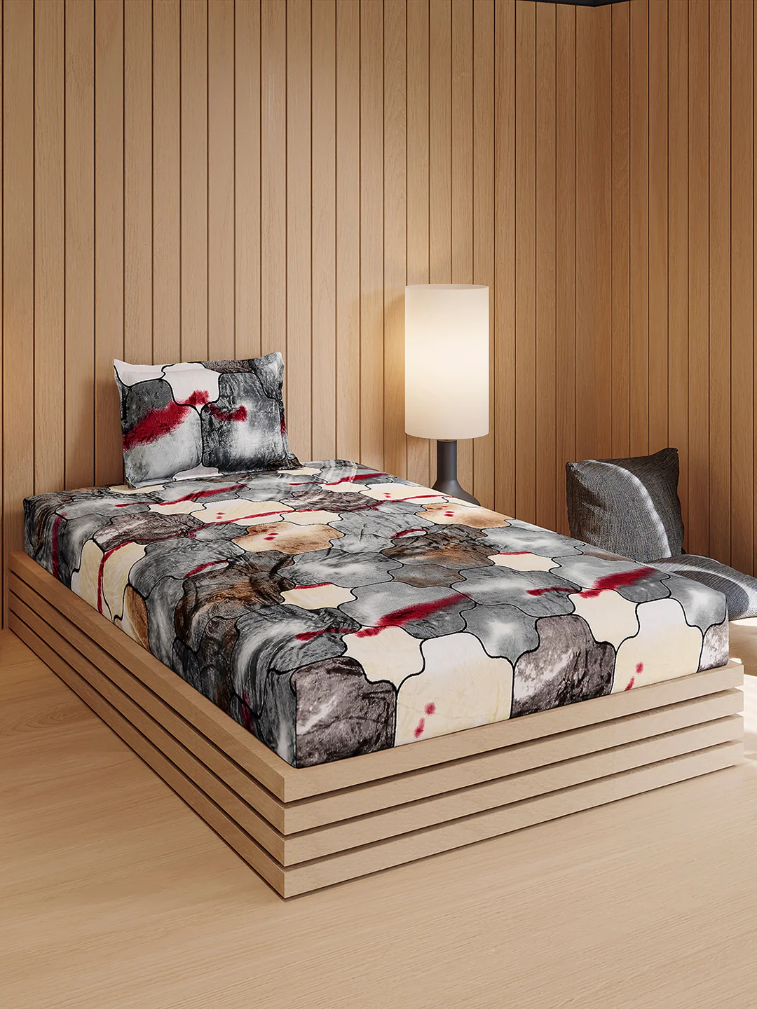 353 GSM Polyester Single Bed 1 Bedsheet with 1 Pillow Cover (Ira) - Image 4