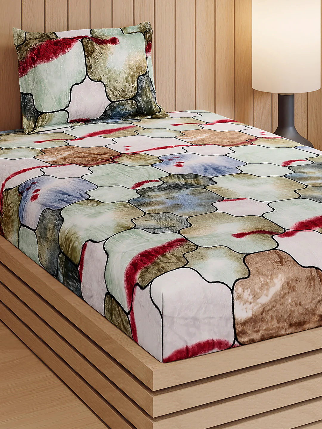 353 GSM Polyester Single Bed 1 Bedsheet with 1 Pillow Cover (Ira)