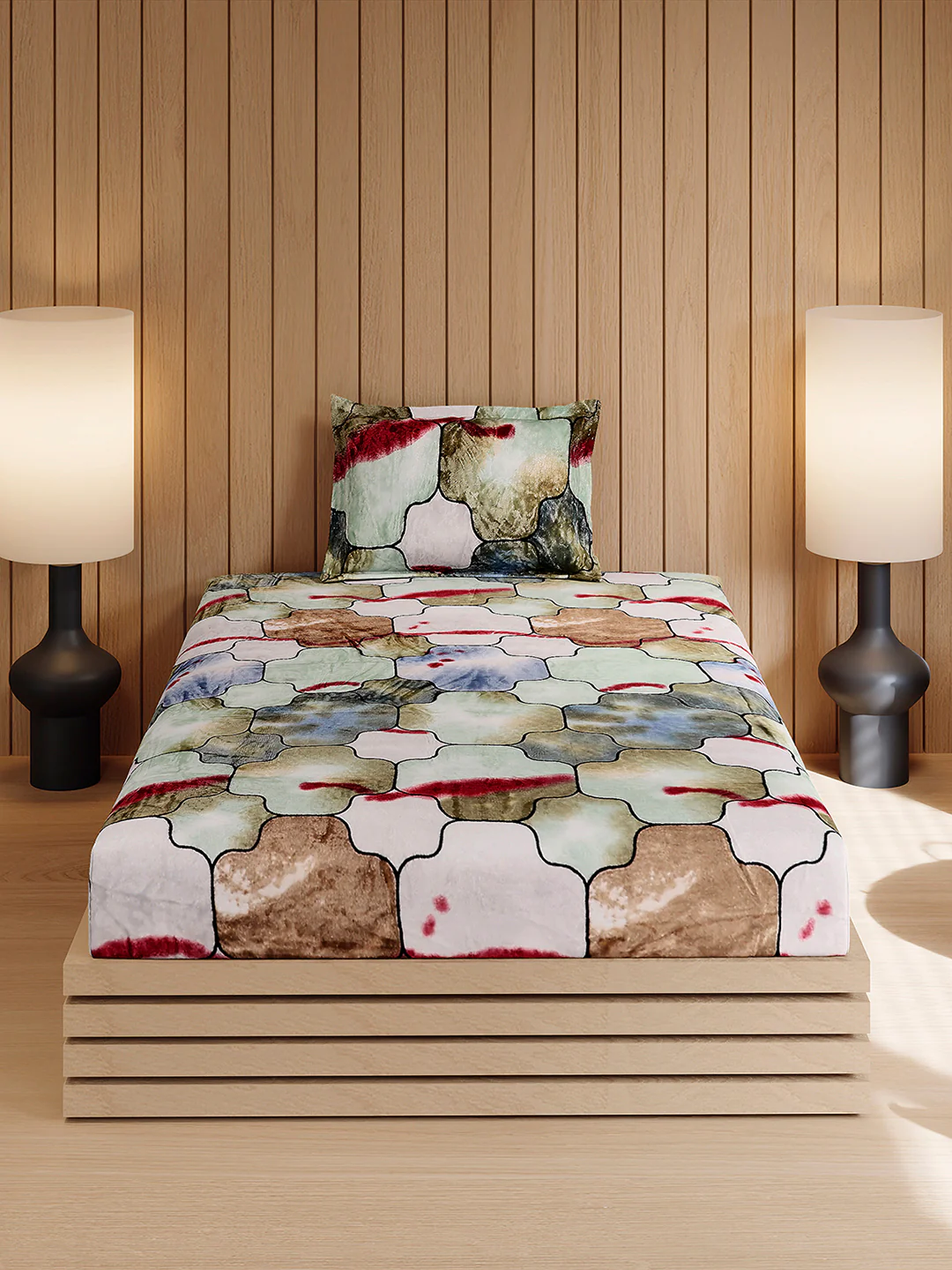 353 GSM Polyester Single Bed 1 Bedsheet with 1 Pillow Cover (Ira) - Image 2