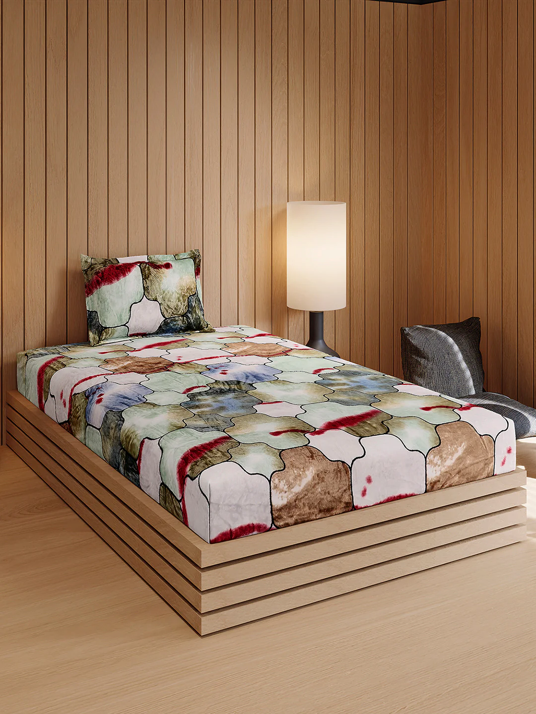353 GSM Polyester Single Bed 1 Bedsheet with 1 Pillow Cover (Ira) - Image 4