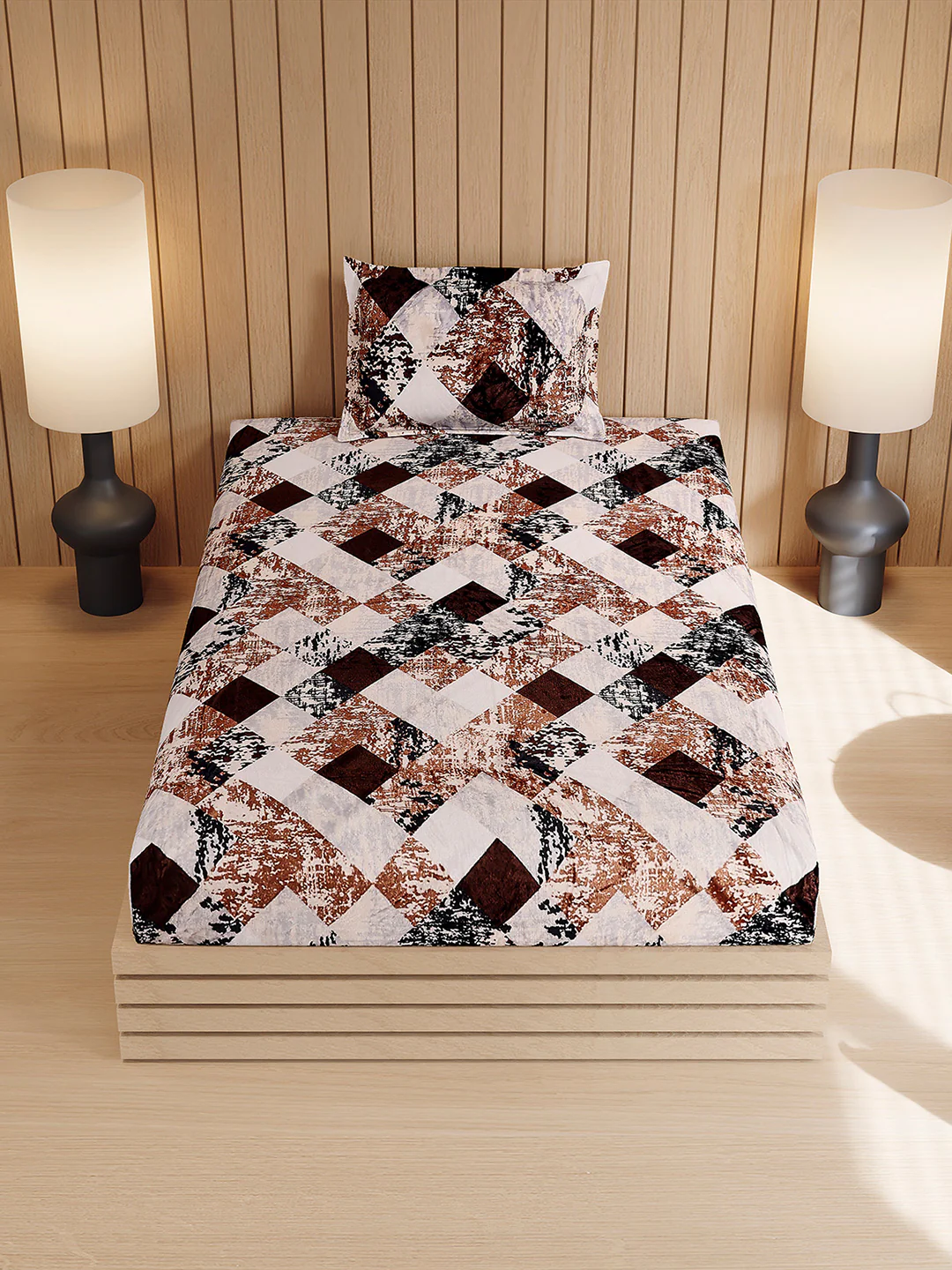 353 GSM Polyester Single Bed 1 Bedsheet with 1 Pillow Cover (Ira) - Image 3