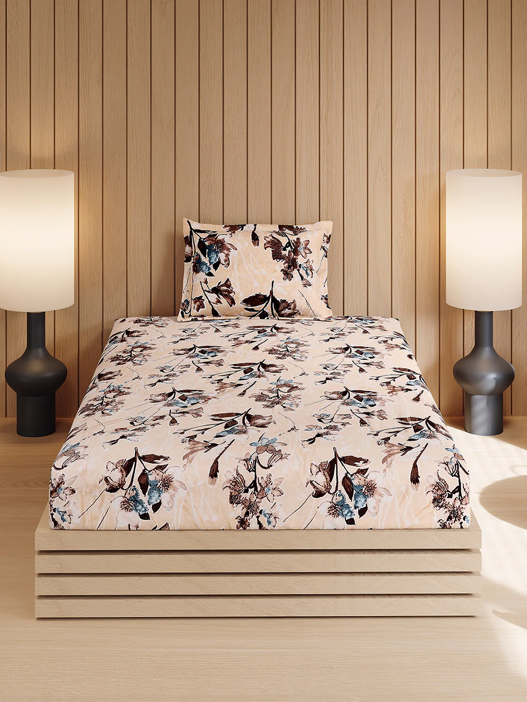 353 GSM Polyester Single Bed 1 Bedsheet with 1 Pillow Cover (Ira) - Image 2
