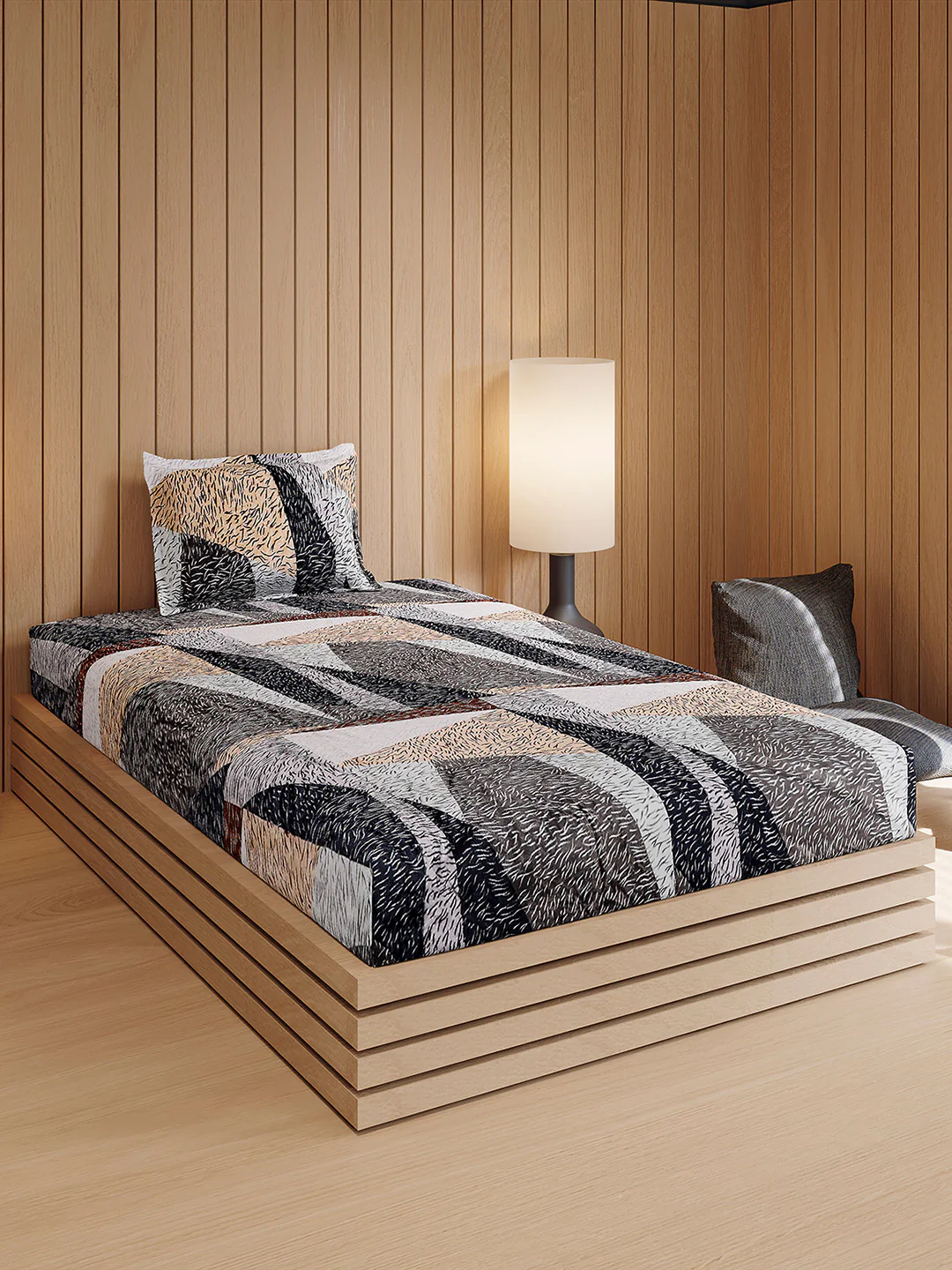 353 GSM Polyester Single Bed 1 Bedsheet with 1 Pillow Cover (Ira) - Image 4