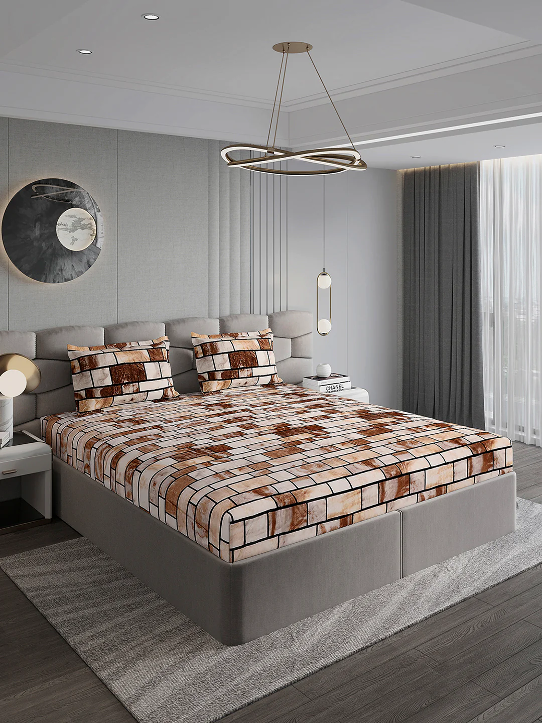 371 GSM Polyester King Bed 1 Bedsheet with 2 Pillow Cover (Rubina King) - Image 4