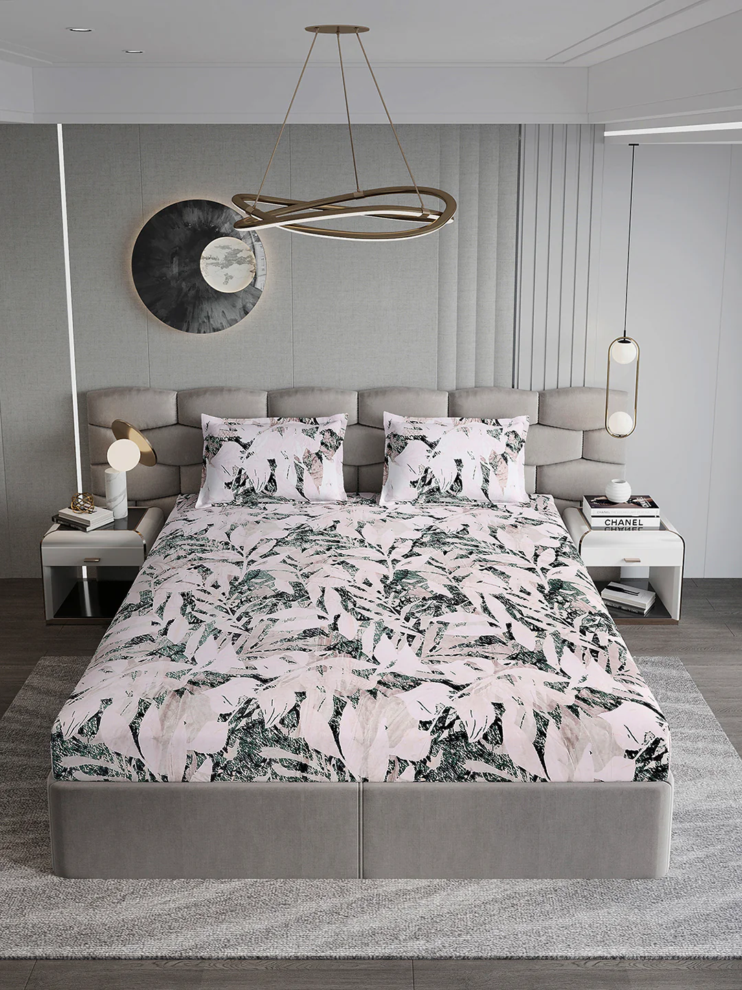 371 GSM Polyester King Bed 1 Bedsheet with 2 Pillow Cover (Rubina King) - Image 3
