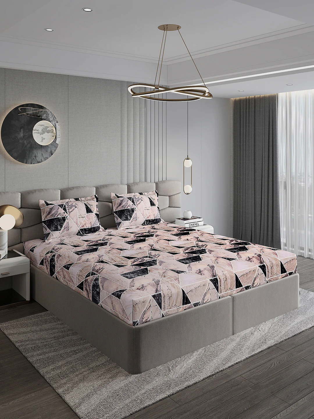371 GSM Polyester King Bed 1 Bedsheet with 2 Pillow Cover (Rubina King) - Image 4
