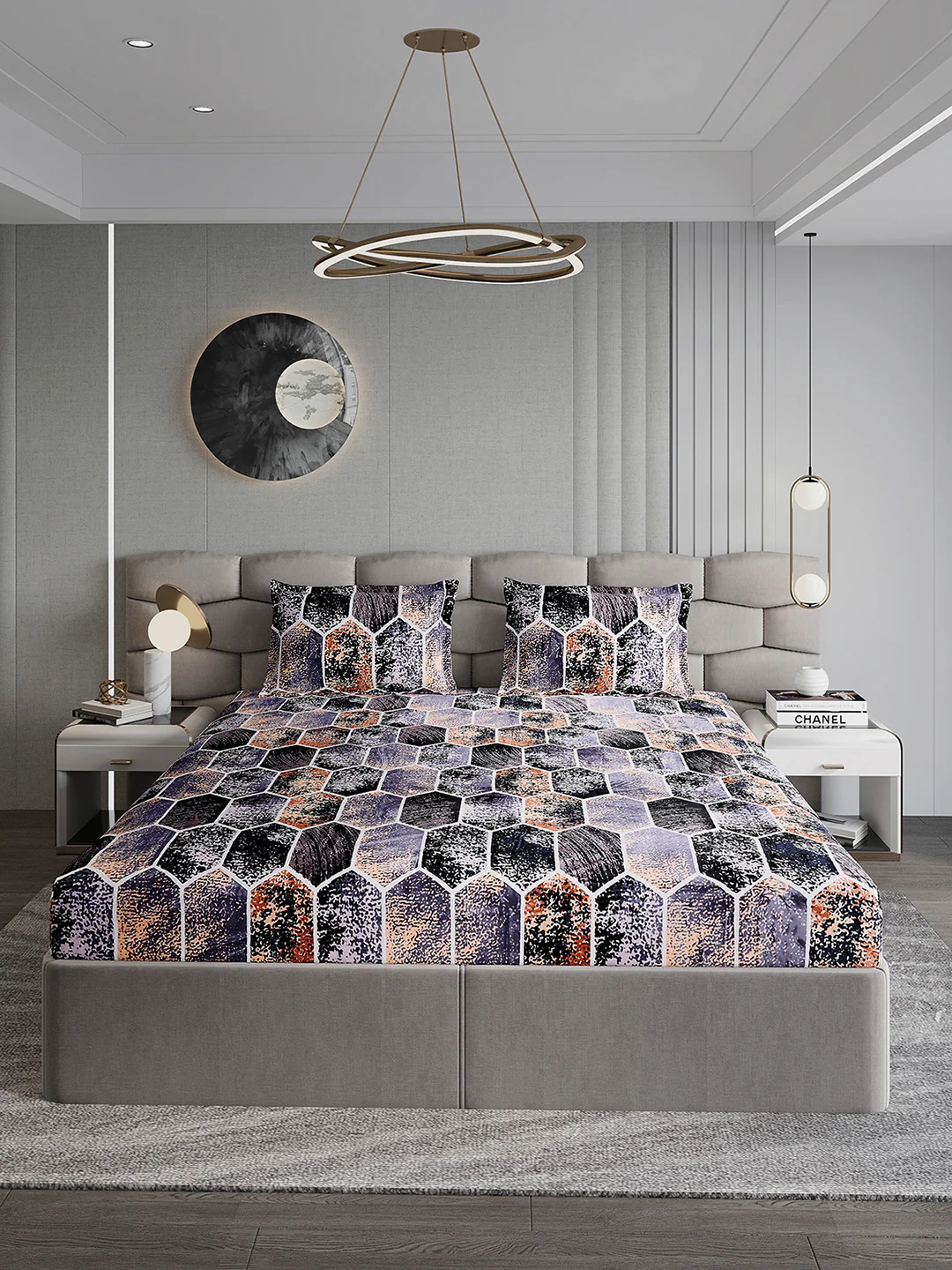 371 GSM Polyester King Bed 1 Bedsheet with 2 Pillow Cover (Rubina King) - Image 2