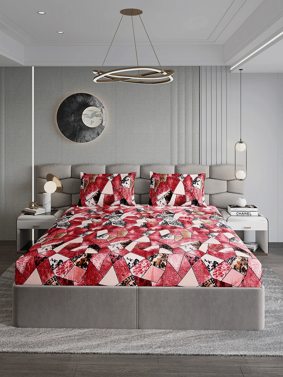 371 GSM Polyester King Bed 1 Bedsheet with 2 Pillow Cover (Rubina King) - Image 2