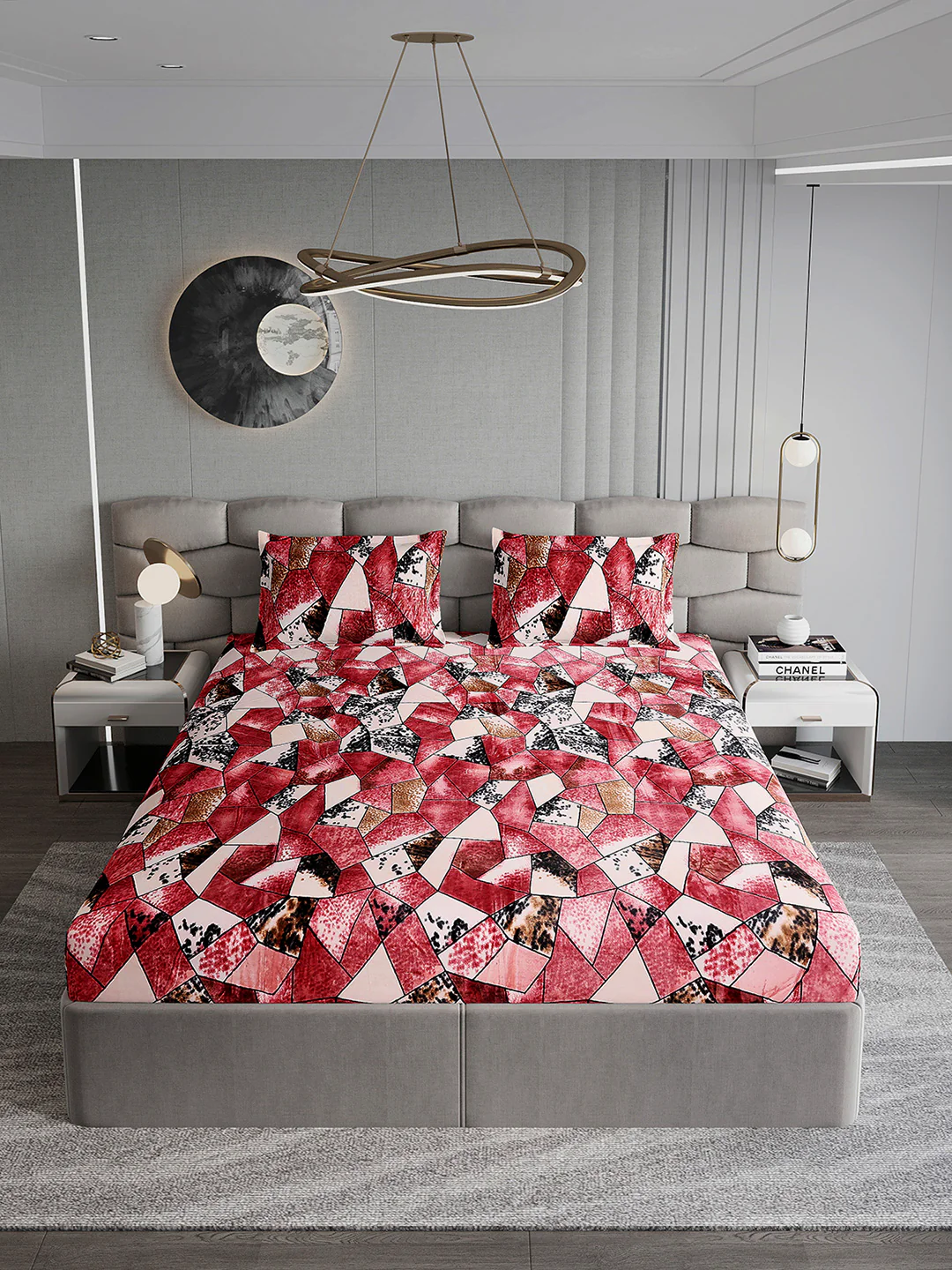 371 GSM Polyester King Bed 1 Bedsheet with 2 Pillow Cover (Rubina King) - Image 3