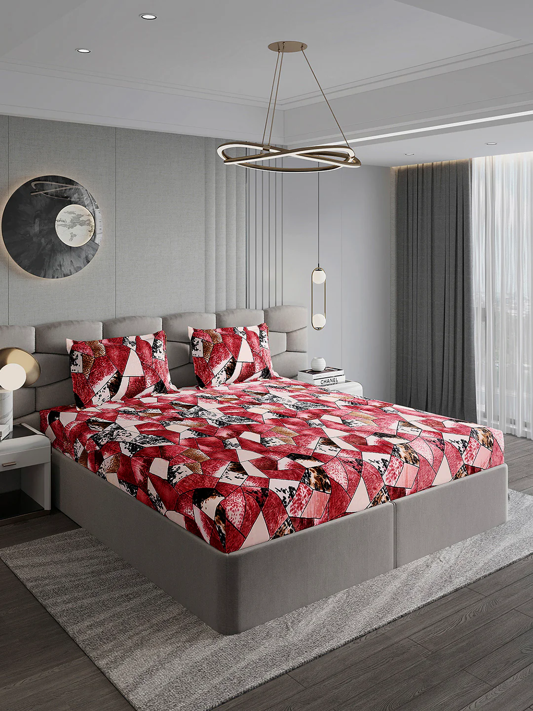 371 GSM Polyester King Bed 1 Bedsheet with 2 Pillow Cover (Rubina King) - Image 4