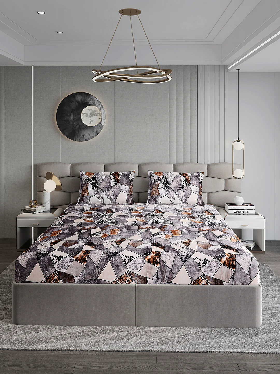 371 GSM Polyester King Bed 1 Bedsheet with 2 Pillow Cover (Rubina King) - Image 2