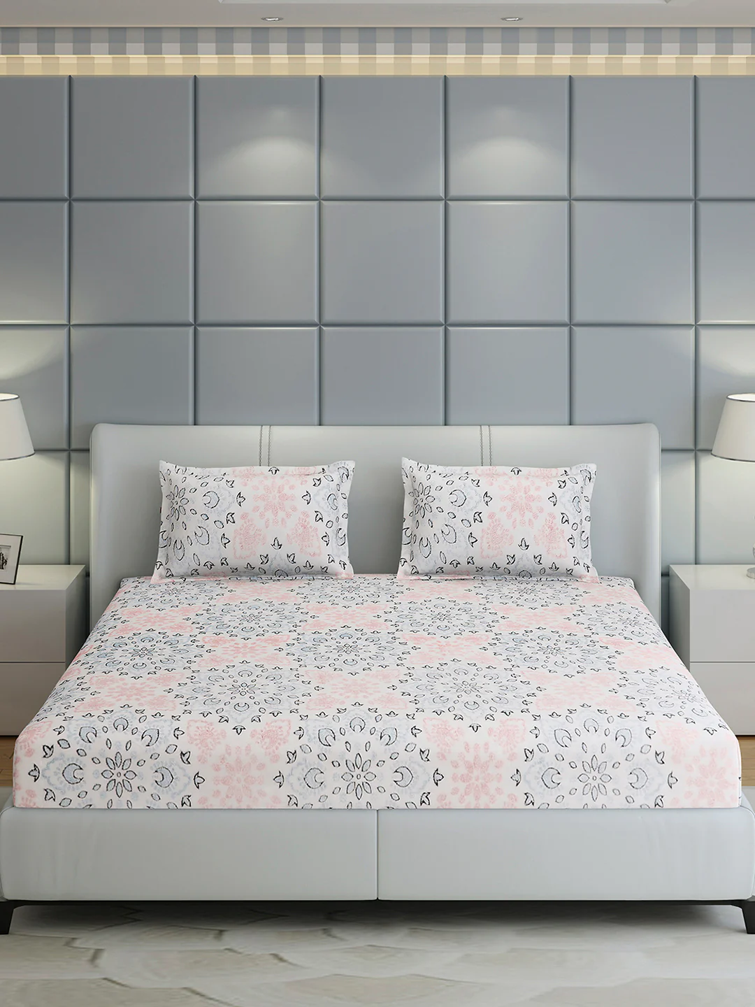 378 GSM Polyester King Bed 1 Bedsheet with 2 Pillow Cover (Hill Top) - Image 2