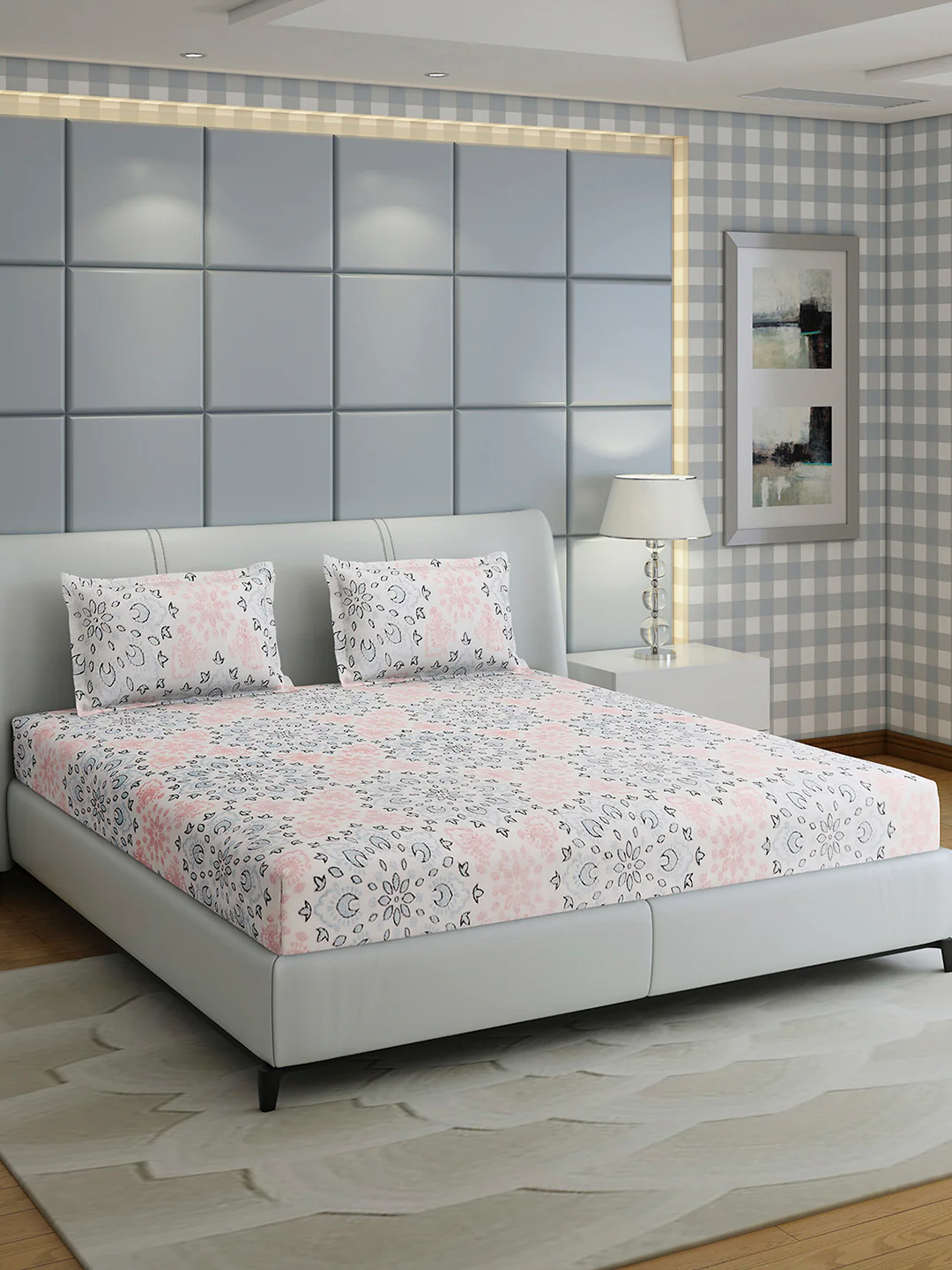 378 GSM Polyester King Bed 1 Bedsheet with 2 Pillow Cover (Hill Top) - Image 4