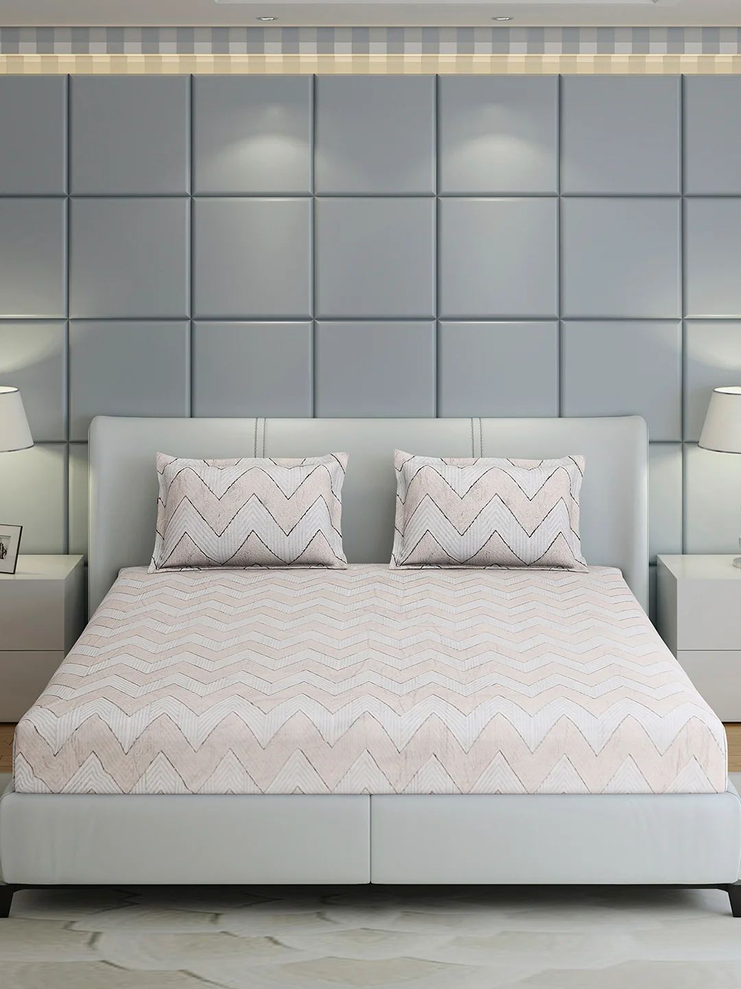 378 GSM Polyester King Bed 1 Bedsheet with 2 Pillow Cover (Hill Top) - Image 2