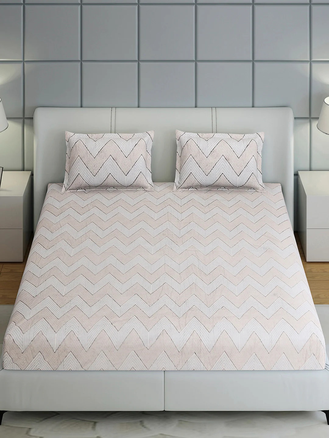 378 GSM Polyester King Bed 1 Bedsheet with 2 Pillow Cover (Hill Top) - Image 3