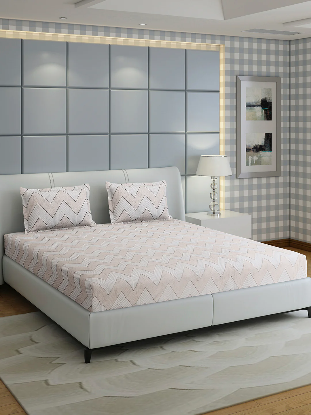 378 GSM Polyester King Bed 1 Bedsheet with 2 Pillow Cover (Hill Top) - Image 4
