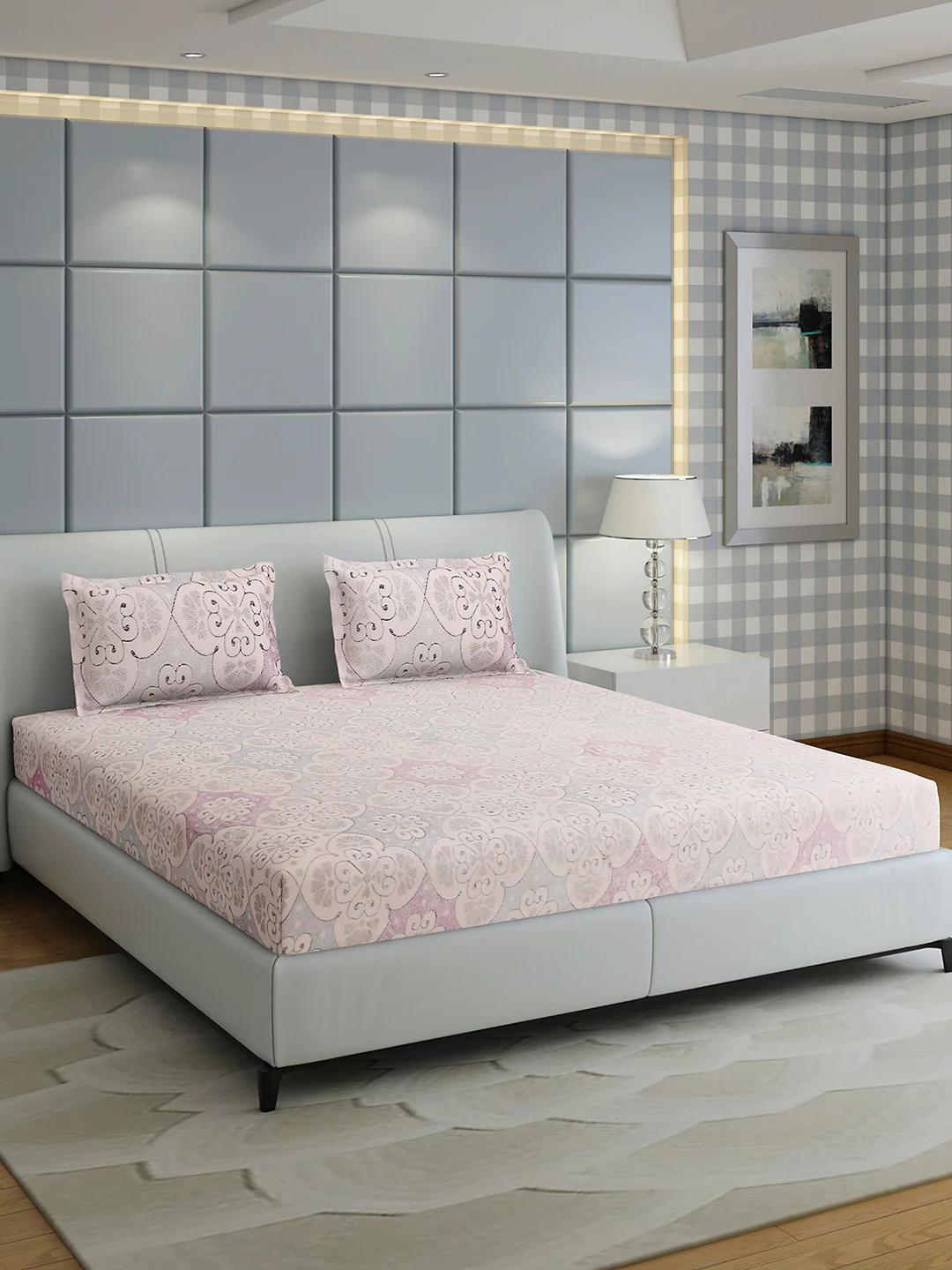 378 GSM Polyester King Bed 1 Bedsheet with 2 Pillow Cover (Hill Top) - Image 4