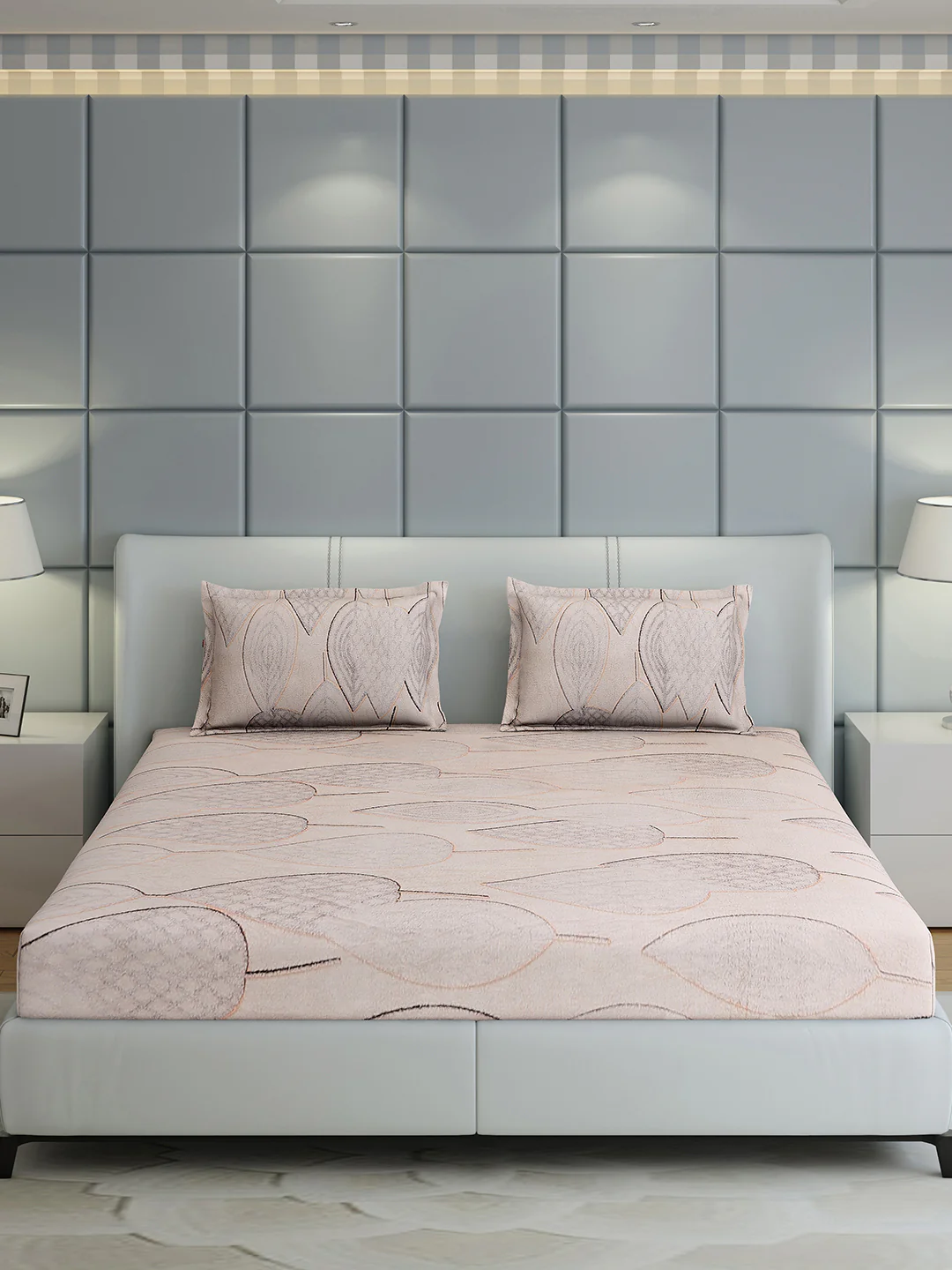 378 GSM Polyester King Bed 1 Bedsheet with 2 Pillow Cover (Hill Top) - Image 2