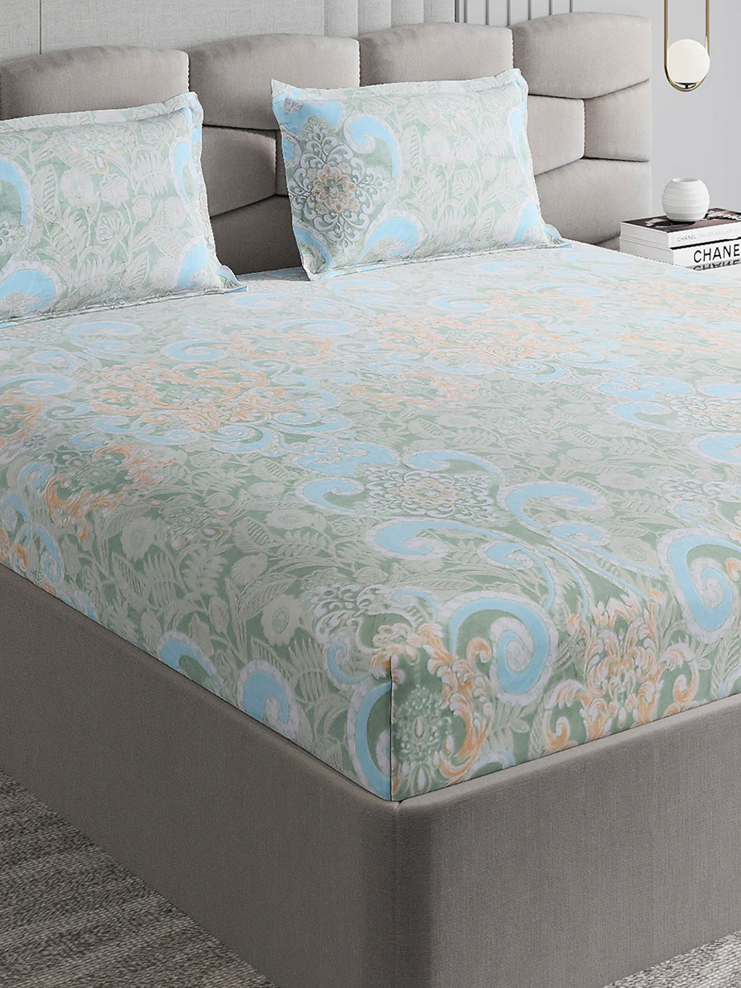 393 GSM Polyester King Bed 1 Bedsheet with 2 Pillow Cover (Golden Choice)