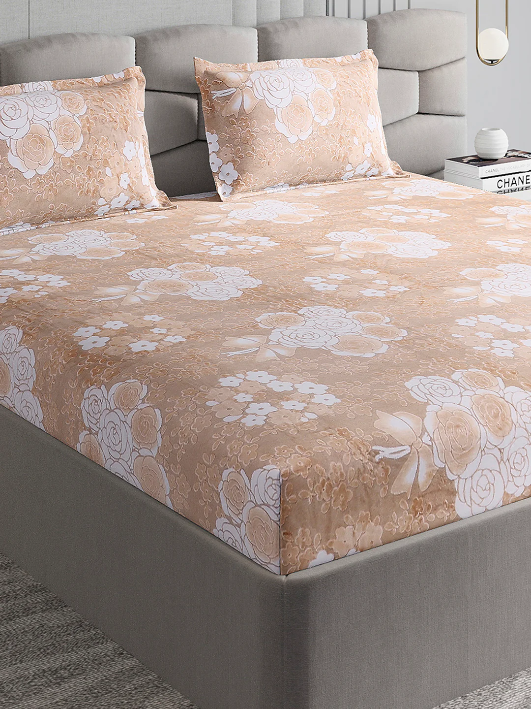 393 GSM Polyester King Bed 1 Bedsheet with 2 Pillow Cover (Golden Choice)