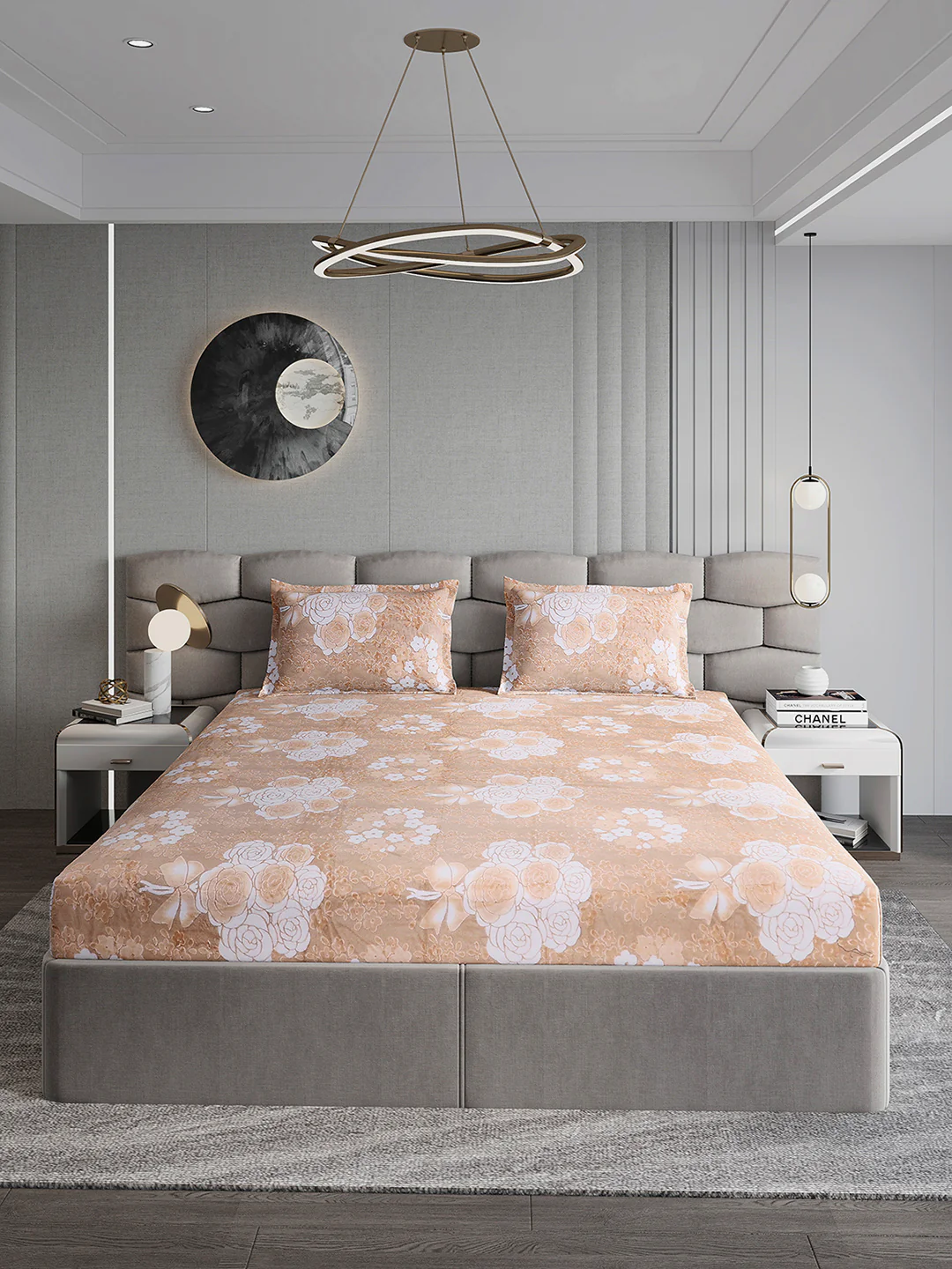 393 GSM Polyester King Bed 1 Bedsheet with 2 Pillow Cover (Golden Choice) - Image 2