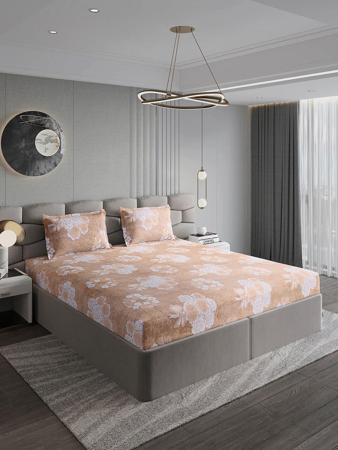 393 GSM Polyester King Bed 1 Bedsheet with 2 Pillow Cover (Golden Choice) - Image 4