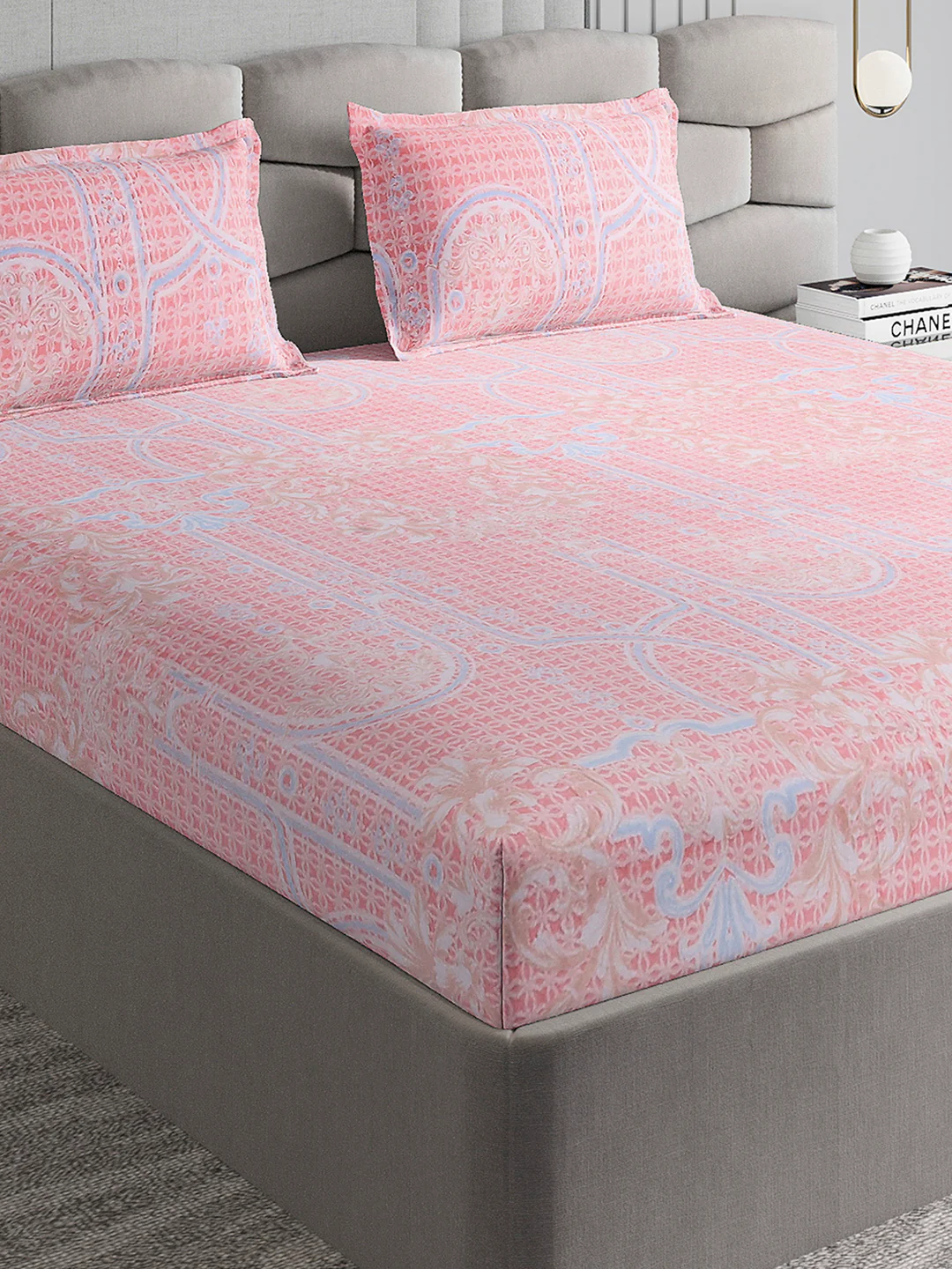 393 GSM Polyester King Bed 1 Bedsheet with 2 Pillow Cover (Golden Choice)