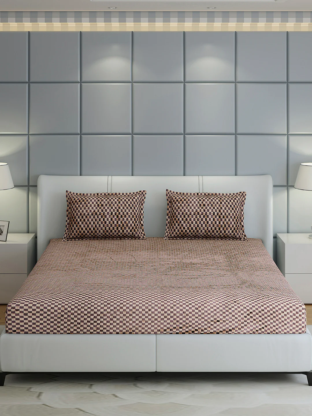 300 GSM Polyester King Bed 1 Bedsheet with 2 Pillow Cover (Seven Seas) - Image 2