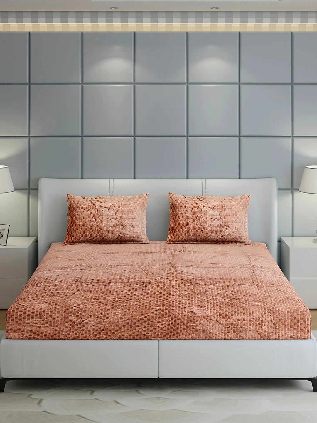 300 GSM Polyester King Bed 1 Bedsheet with 2 Pillow Cover (Seven Seas) - Image 2