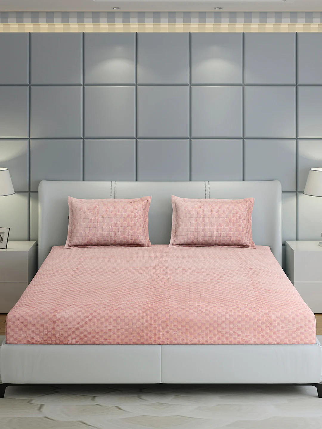 300 GSM Polyester King Bed 1 Bedsheet with 2 Pillow Cover (Seven Seas) - Image 2