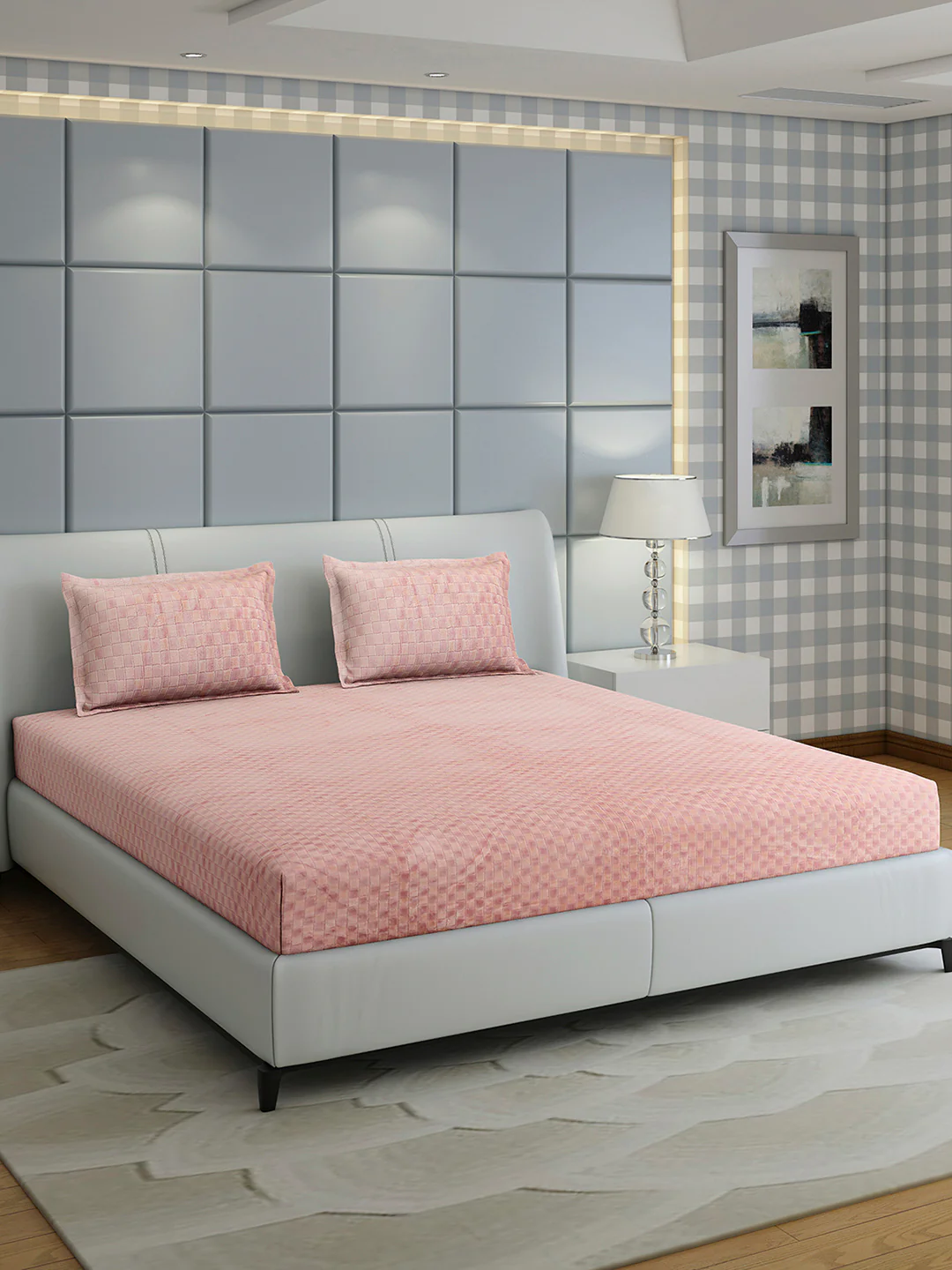 300 GSM Polyester King Bed 1 Bedsheet with 2 Pillow Cover (Seven Seas) - Image 4