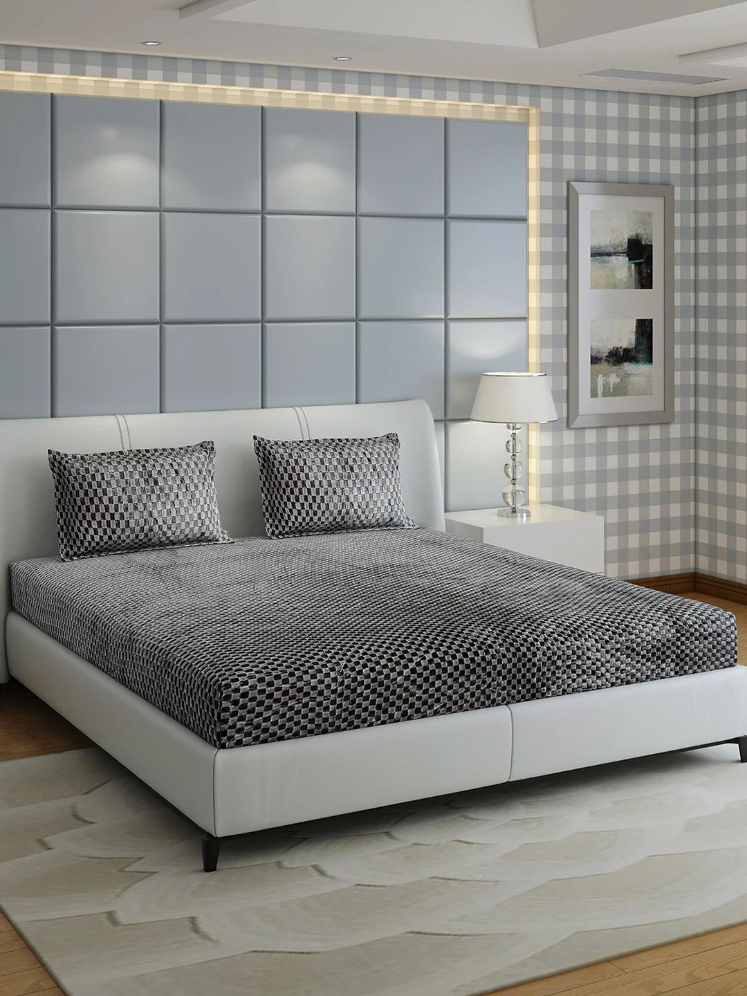 300 GSM Polyester King Bed 1 Bedsheet with 2 Pillow Cover (Seven Seas) - Image 4