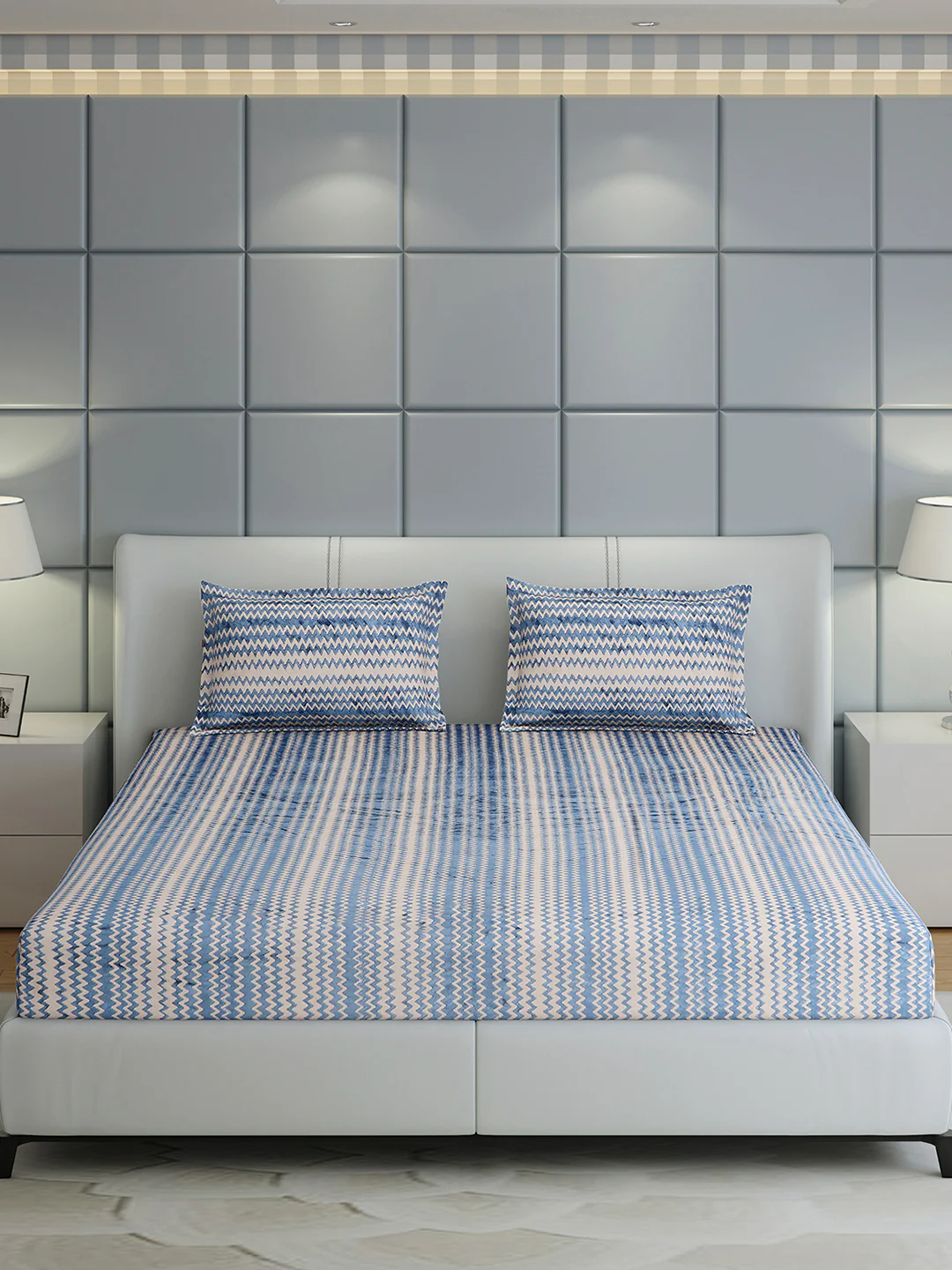 393 GSM Polyester King Bed 1 Bedsheet with 2 Pillow Cover (Spherix) - Image 2