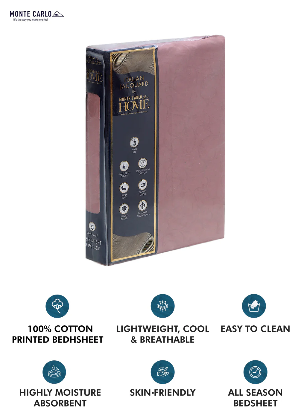 400 TC Cotton Double Bedsheet with 2 Pillow Covers - Image 9